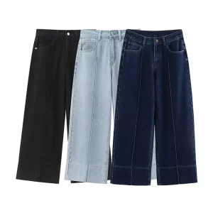 Women’s Pants High Waist Loose Jeans Summer Casual Fashion Classic Retro Wide Leg Pants Women’s Jeans