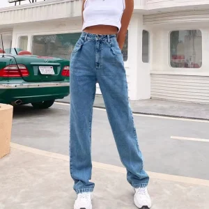 Women’s Pants Ins British Style Retro Brown Street High Waist Stretch Micro Ripped Jeans Women’s Jeans