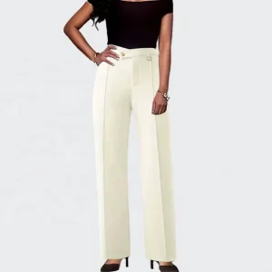 Women’s Pants Solid Color Commuter Slim Stretch Straight Leg Pants