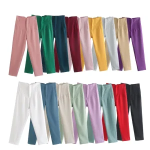 Women’s Pants Summer and Spring New Solid Color Cotton High Waist Wild Women’s Pants