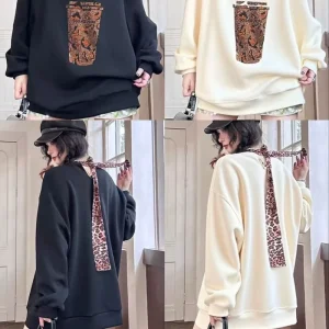 Women’s Pattern Hoodie & Long Sweatshirt Plus Size Fashion Style Available Sweatshirt