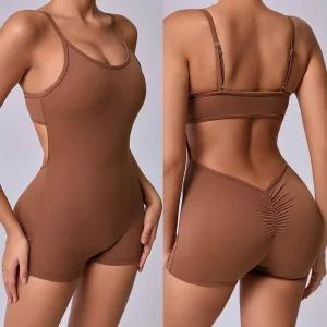 Women’s Peach Butt Yoga Jumpsuit One Piece Tight Fit Backless Workout Bodysuit