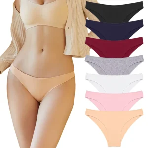 Women’s Plain colored Cotton Underwear with V shaped Waist Comfortable and Breathable Panties