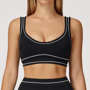 Women’s Plus Size Active Buttery Soft Four-Way Stretch Medium Support Scoop Neck U-Shaped Back Sports Bra Padded Backless