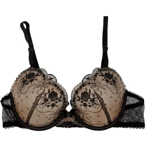 Women’s Plus Size Black Lace Underwire Push Up Bra Fitness Crop Breathable Embroidered