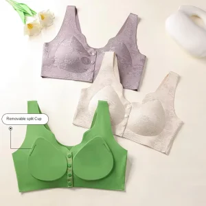 Women’s Plus Size Breastfeeding Bra with Front Buckle Comfortable Wireless Underwear Seamless Breathable Bra