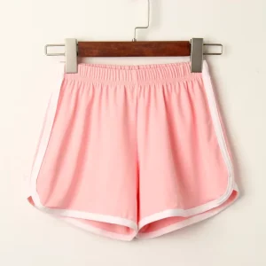 Women’s Plus Size Pink Sports Shorts High Waist Slim Yoga Beach Shorts