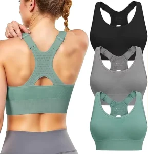 Women’s Plus Size Racerback Sports Bra with Adjustable Shoulder Straps Shockproof Fitness Running Yoga Bra