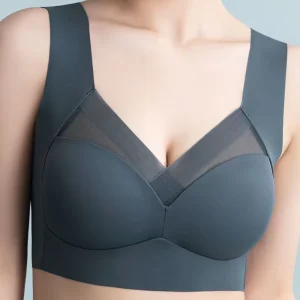Women’s Plus Size Seamless Sports Bra Push up Anti sagging Underwear Cross Mesh Full Coverage Breathable Bra