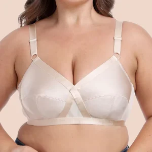Women’s Plus Size Solid Pattern Lingerie Soft Full Coverage Wireless Padded Bra with Adjustable Straps