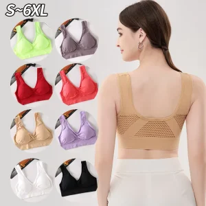Women’s Plus Size Sports Bra Yoga Breathable Hollow Back Gather Top with Removable Chest Pad Seamless Gym Set for Girls