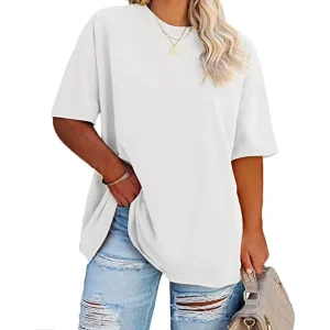 Women’s Plus Size T-Shirts Oversized Tees Summer Half Sleeve Crew Neck Tunic Tops