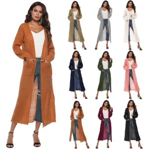 Women’s Pocket Knit Long Cardigan Sweater