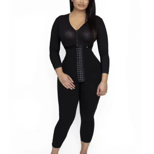 Women’s Postpartum Shapewear Bodysuit Anti Bacterial Firm Control Nylon Slimming Thigh Trim Front Closure Hook Eye