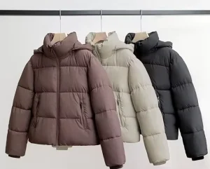 Women’s Puffer Jackets Warm Winter Jacket with Removable Hood Zipped Pockets