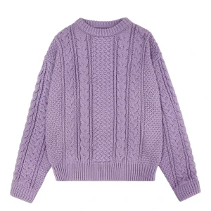 Women’s Pullover Crew Neck Long Sleeve Cable Knit Sweater