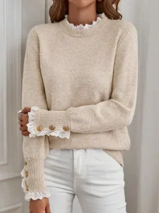 Women’s Pure Color Cardigan Fluffy Long-Sleeved with Buttons Essential for Autumn and Winter Versatile Knitted Sweater