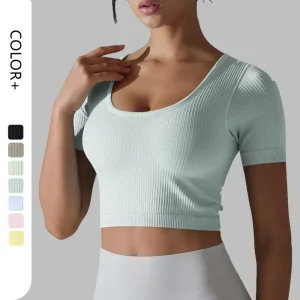 Women’s Quick Dry Breathable Running Sports T Shirts Short Sleeve Fitness Top Yoga Tops