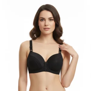 Women’s Quick-Drying Bra Push Up Full Cup Bralette Striped Plus Size Gathering Bras with Gemstone Decor