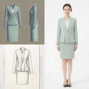 Women’s Regular Fit Quick Dry Formal Polyester Suit Set Career Dress Set for Hotel Reception Management Professional Tea