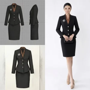 Women’s Regular Fit Solid Formal Business Suit Skirt Set Polyester Rayon Quick Dry Professional Office