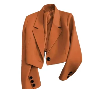 Women’s Regular Solid Woven Anti Wrinkle Single Button Collar Jacket Tops Small Blazer Coat