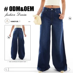 Women’s Retro High Rise Fashion Pants Classic Hip Hop Loose Style Jean Functional Straight Legs Breathable Women’s Jeans
