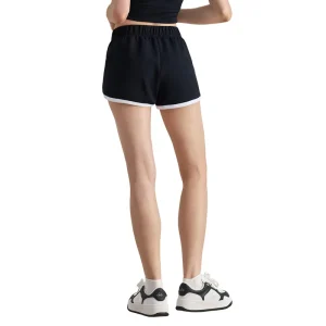 Women’s Retro High Waist Elastic Sports Shorts Color Block Pattern with Hem Slit Outdoor Yoga & Casual Style for Spring Summer