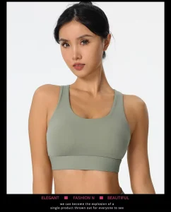 Women’s Reversible High Support Yoga Gym Sports Bra Padded Cups Adjustable Cross Back Straps Breathable Spandex Nylon Crew Neck