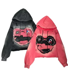 Women’s Rhinestone Bringing Cartoon Hoodie &long Sweatshirt Plus Size Fashion Style Available Sweatshirt