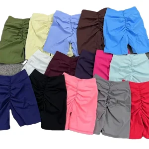 Women’s Running Fitness Short Pants Sports Back Deep V Scrunch Butt High Waist Yoga Shorts Print Tie Dye