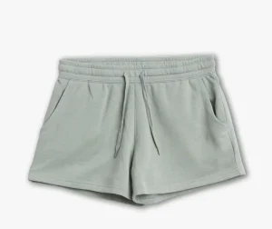 Women’s Sage Green Fleece Sweat Shorts Elastic Drawstring Waist Side Pockets Loose Fit Casual Mini Shorts for Loungewear