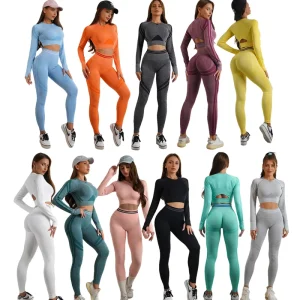 Women’s Seamless Activewear Gym Set Breathable Fitness Yoga Pants Elastic Waist for Workouts Sports