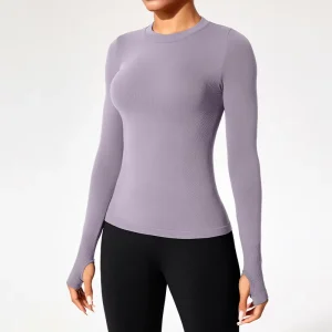 Women’s Seamless Breathable Four-Way Stretch Crew Neck Yoga Tank Top Quick Dry Sweat-Wicking Spandex Nylon Fabric for Fitness