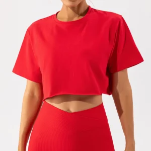 Women’s Seamless Cropped Top Short Sleeves Quick Dry Breathable Soft Jersey Gym Fitness Running Yoga Sport Outerwear