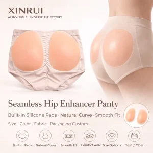 Women’s Seamless Elastic Silicone Hip Pad with Adhesive Padded Buttocks Underwear