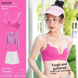 Women’s Seamless Fashion Letter Straps Push Up Comfortable Anti Sagging Everyday One Piece Seamless Design Bra