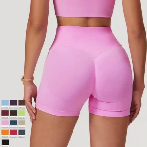Women’s Seamless High Waist Gym Biker Shorts Butt Lifting Contour Yoga Shorts Lightweight Sweat Wicking Four Way