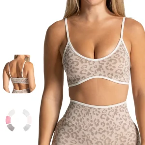 Women’s Seamless Leopard Yoga Bra High Elasticity & Shockproof Sports Bra for Running & Fitness Beautiful Back Design
