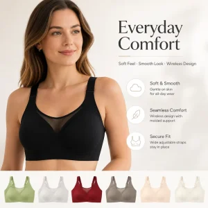 Women’s Seamless Mesh Back No Steel Ring Gathered Chest Comfortable Thin Oversized Underwear