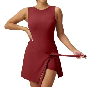 Women’s Seamless Nylon Tennis Shorts Romper Slimming Breathable Anti Slip Activewear with Front Logo for Outdoor Sports