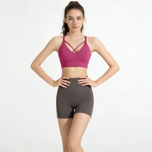 Women’s Seamless Quick Dry Breathable Shockproof High Support Push up Crisscross Straps Yoga Bra Spandex Nylon Material for Yoga