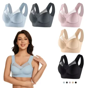 Women’s Seamless Wireless Bras Full Coverage Triangle Cup Bralette Plus Size L to 6L Comfortable with Logo on Cup Hides Back Fat