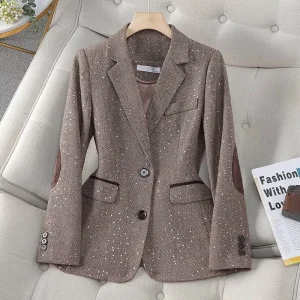 Women’s Sequined Suit Coat for Spring and Autumn Casual Small Top With New Style Blazers