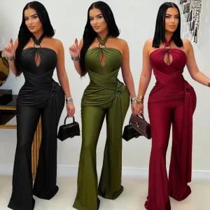 Women’s Sexy High Quality Slim Fit Halter Romper for Birthday Party Club