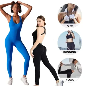 Women’s Sexy Hollow Back Shorts and Leggings Yoga Jumpsuit and Romper Playsuit Customize Seamless Gym Fitness Bodycon