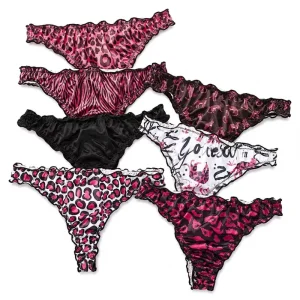 Women’s Sexy Low Rise Leopard Print Quick Dry Breathable Silky Satin Stretch Thin Briefs Panties