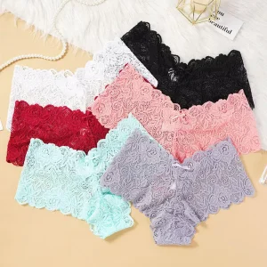 Women’s Sexy Mid Waist Lace Panties Ladies’ Underwear Female Lingerie Women Lace Underwear Sexy Floral Panties Girls Underwear