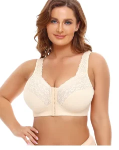 Women’s Sexy Plus Size Push Up Bra Seamless Design Front Closure Full Coverage Deep Cup XXL XXXL 4XL 5XL Solid Embroidered