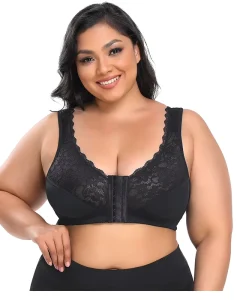 Women’s Sexy Plus Size Push Up Bra Seamless Design Front Closure Full Coverage Deep Cup XXL XXXL 4XL 5XL Solid Embroidered